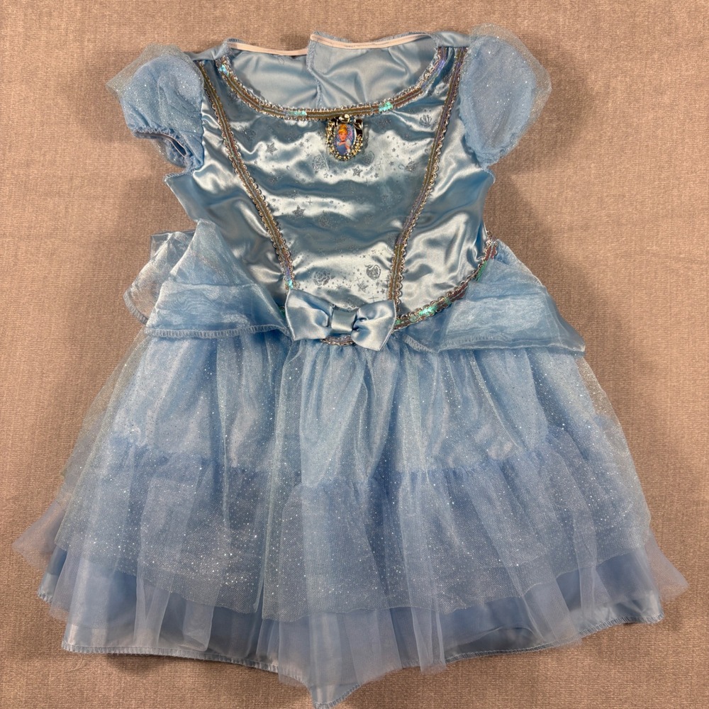 Disney Cinderella Princess Costume Dress Blue Tulle Sequin Girls Small